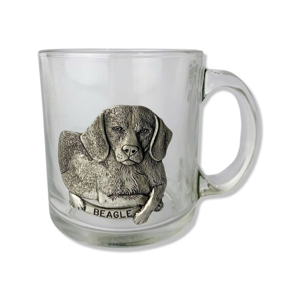 Heritage Pewter Beagle Dog Glass Coffee Mug New - Picture 1 of 6